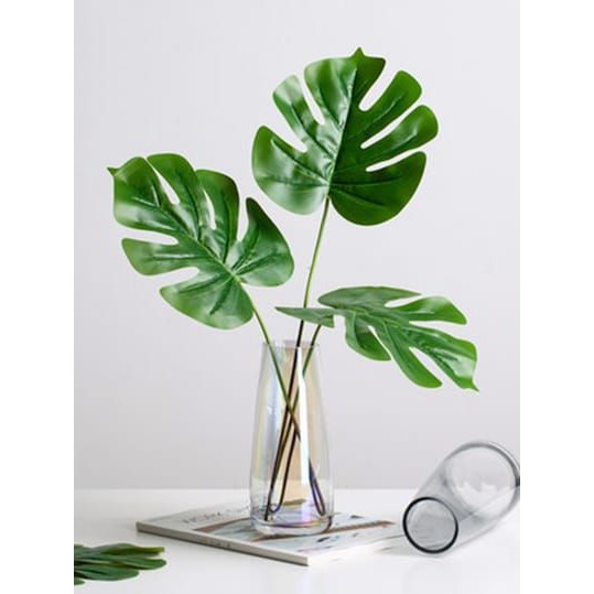 Lá cây monstera, lá dừa, bạch đàn giả trang trí chụp ảnh sống động