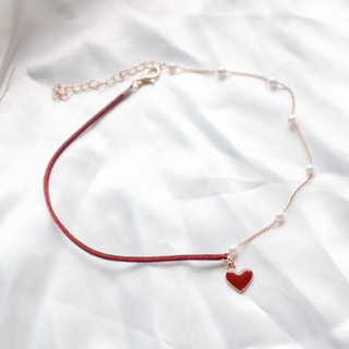 Choker Hình trái tim Khâu hai màu Chuỗi xương đòn