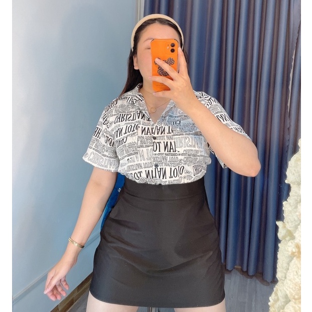 (sơ mi bigsize 60kg đến 95kg) Áo sơ mi bigsize họa tiết tờ báo phom rộng,sơ bigsize phom rộng hình thật 100%