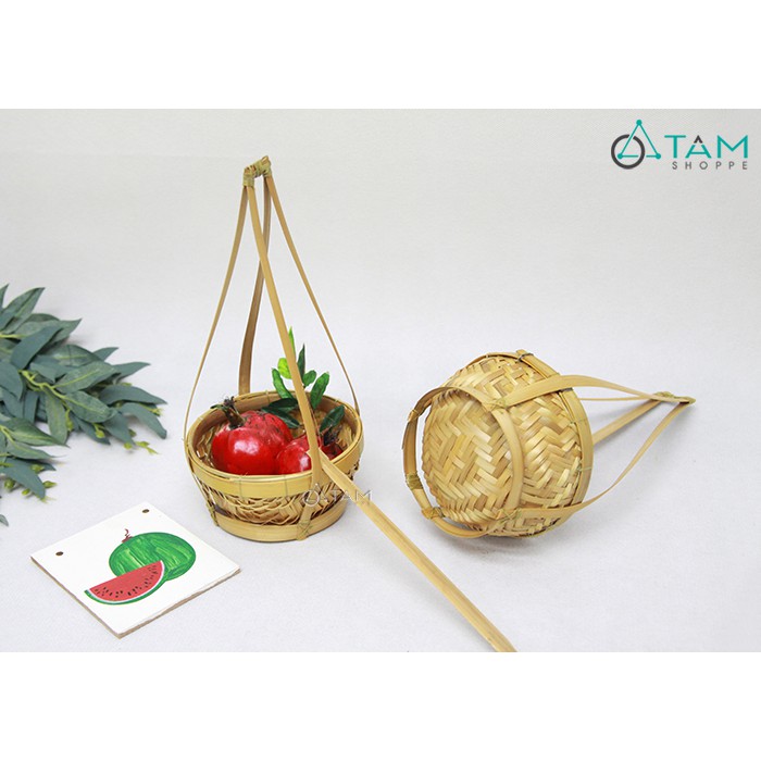 [HÀNG ĐẸP-ĐAN KỸ] Bộ quang gánh tre nhỏ để bàn trang trí T-GANH-01