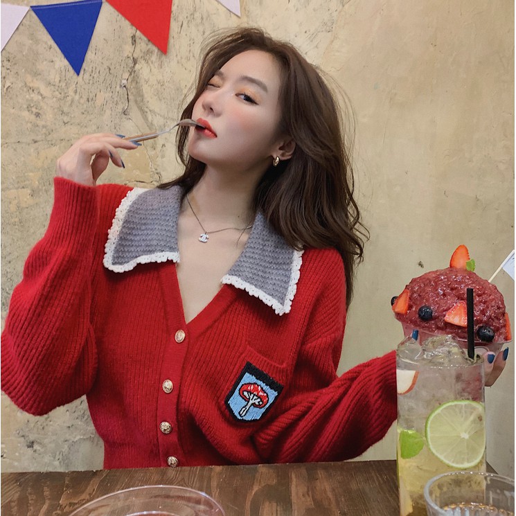Áo Khoác Cardigan Dệt Kim Dáng Rộng Tay Dài Xinh Xắn Dành Cho Nữ