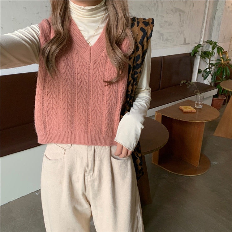 Áo Len Không Tay Cổ Chữ V Kiểu Dáng Đơn Giản Hợp Thời Trang Cho Nữ