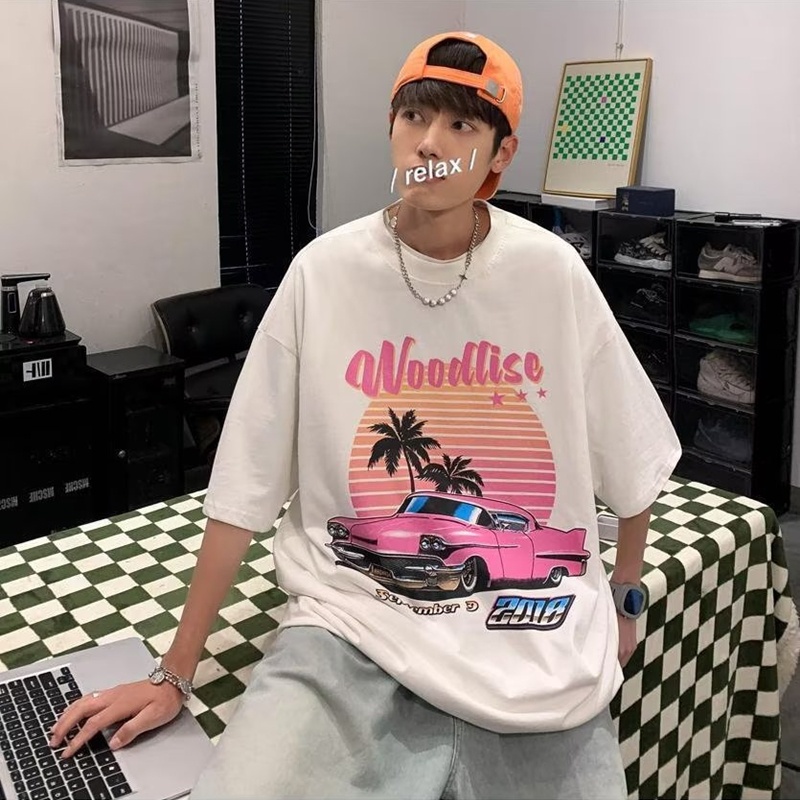 Áo Thun Tay Ngắn Cổ Tròn Dáng Rộng In Họa Tiết Đơn Giản Thời Trang Mùa Hè Cho Nam Giới Size M-3xl