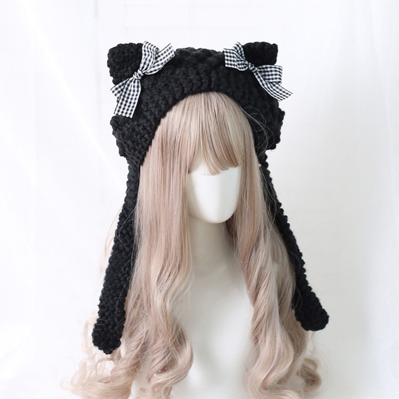 Mũ Dệt Kim Đính Tai Thú Hoạt Hình Dễ Thương Thời Trang Mùa Đông Cho Bé Gái