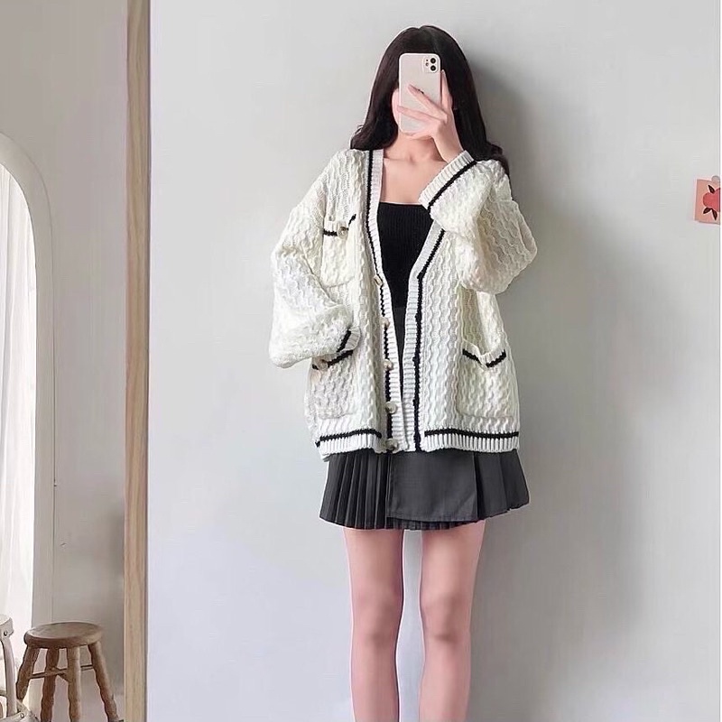 Áo cardigan len thừng chất dày fom freesize xuất Hàn