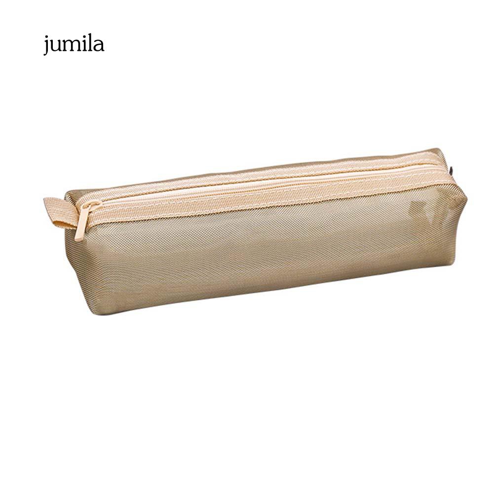 Túi đựng bút chì lưới trong suốt màu trơn bền cho nam và nữ