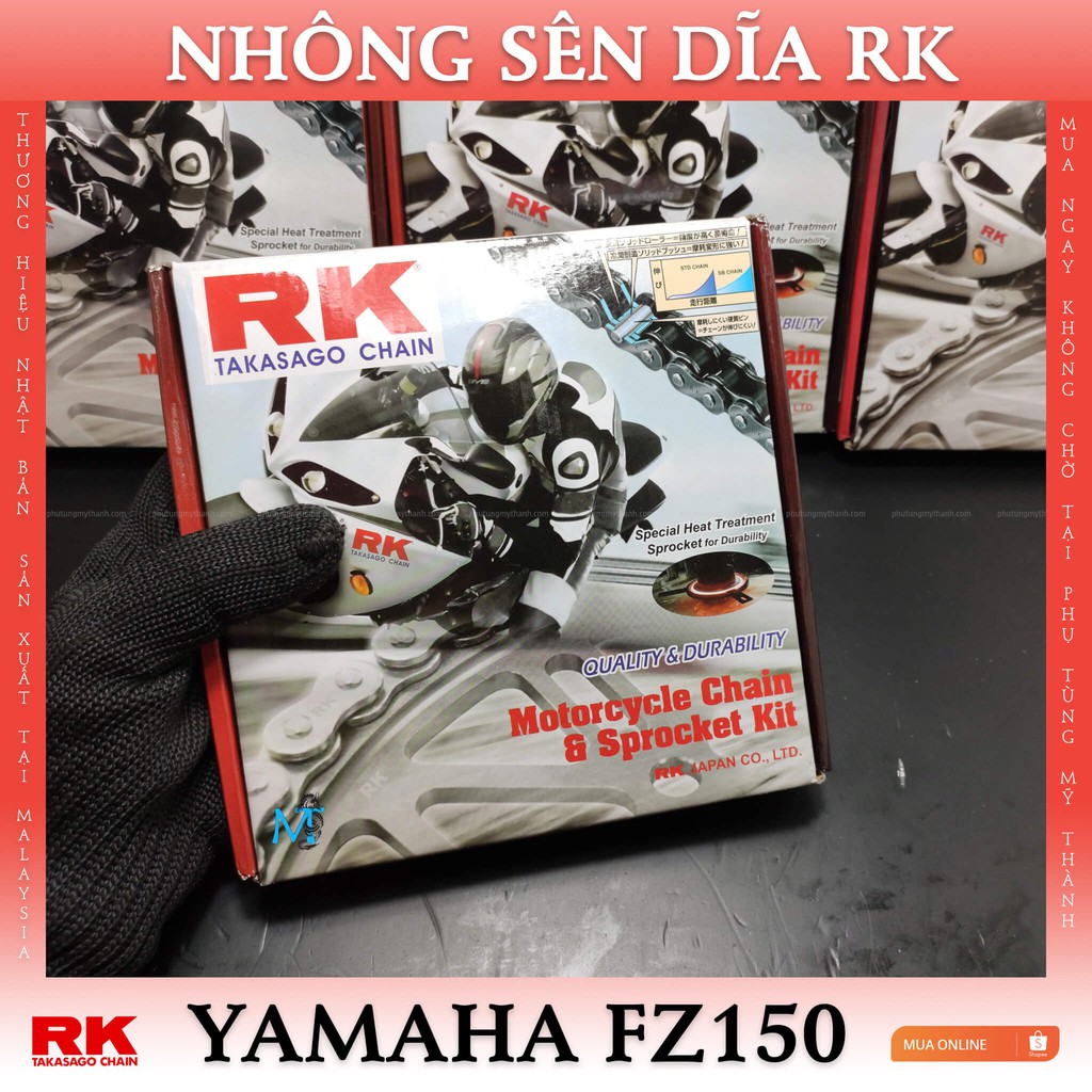 Nhông sên dĩa RK xe  Yamaha Fz150 thương hiệu Nhật Bản