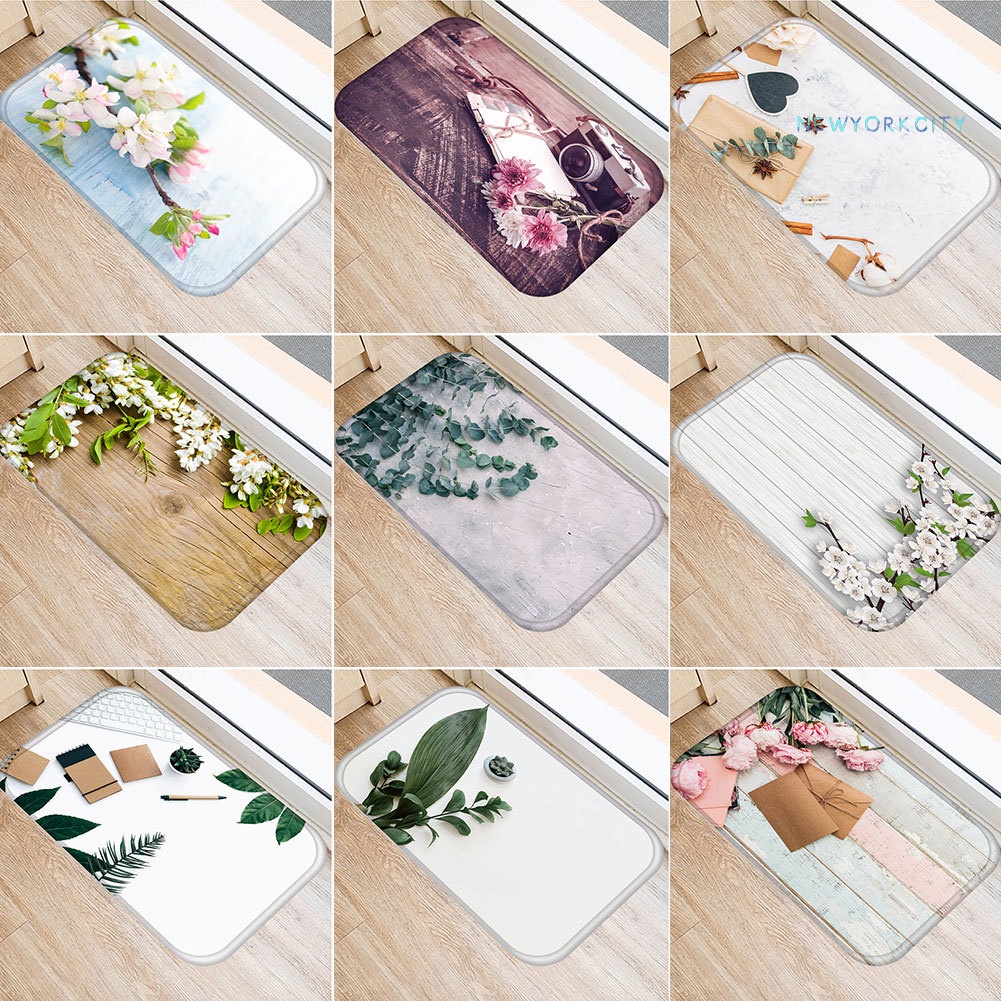 Thảm lót cửa chùi chân Chống Trượt Họa Tiết Lá Cây Dành Cho Nhà Bếp Phòng Tắm