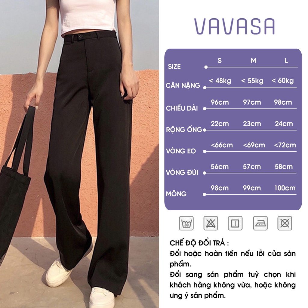 Quần tây nữ công sở lưng cao ống suông rộng đi học bigsize VAVASA QT01