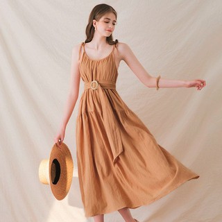 Váy dài 2 dây xếp ly xòe kèm thắt lưng nữ Air Space 2021824027