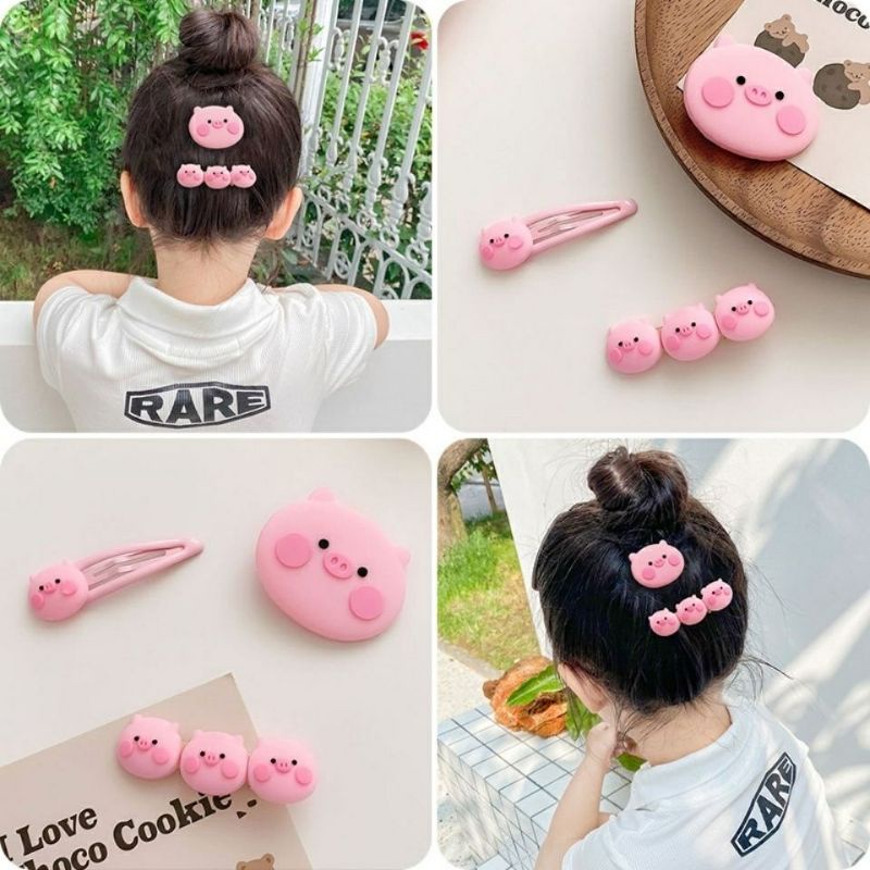 Hot | Kẹp tóc siêu cute heo hồng đủ kiểu cho bé yêu