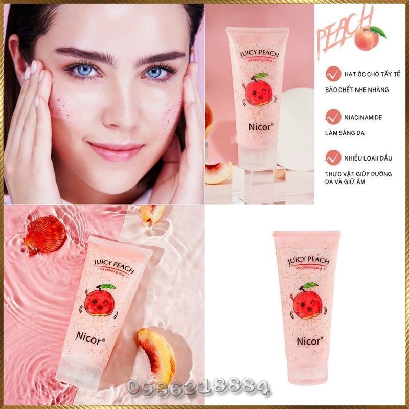 Tẩy tế bào chết toàn thân Chiết Xuất Đào NICOR Juicy Peach loại bỏ da chết sạch bã nhờn bụi bẩn NJP2