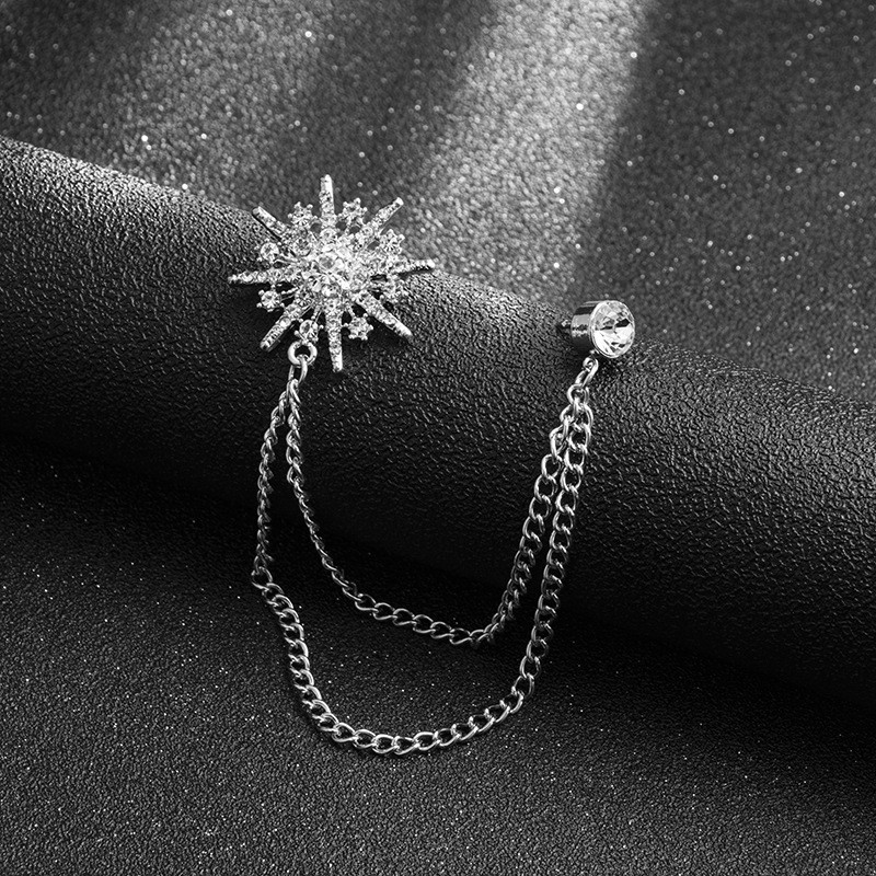 Ghim cài áo Vest nam Lapel Pin thời trang hình bông tuyết có dây cài GH-313 {Phụ kiện Vest Nam - AdamZone}
