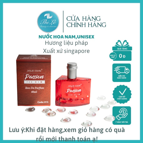 Nước hoa nam chính hãng thơm lâu Singapore  Passion - Jolie Dion  60ml