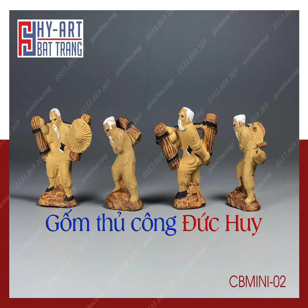 Combo 4 Tượng mini phụ kiện trang trí hòn non bộ, hồ cá, bể cá