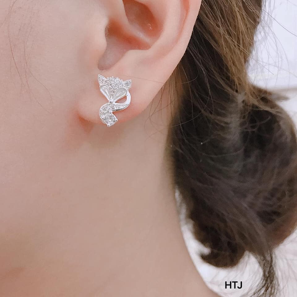 BÔNG TAI HỒ LY ĐÍNH ĐÁ TẤM NHỎ - KHUYÊN TAI BIBI SILVER - BBS