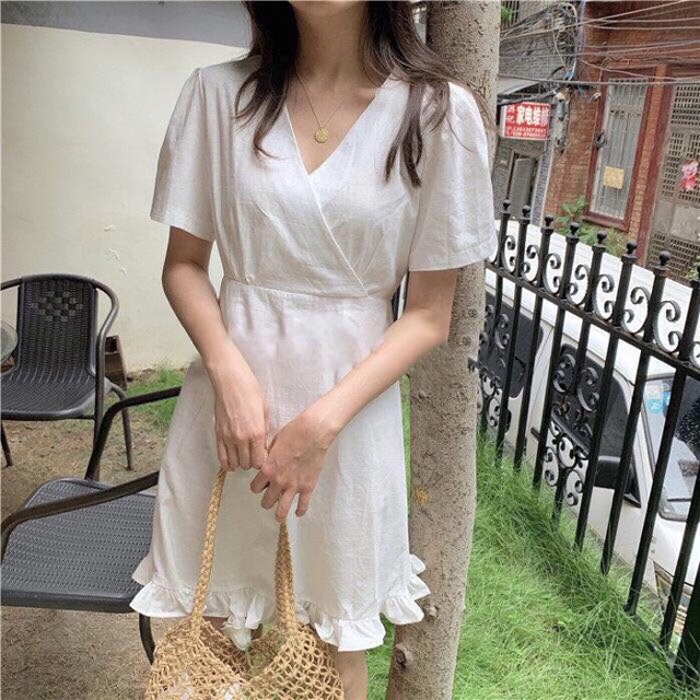 ĐẦM ĐẮP CHÉO CHÂN BÈO CỔ V TRẮNG/HỒNG KT