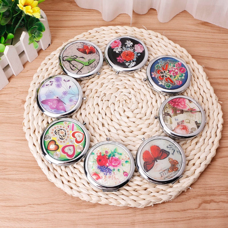 Gương Trang Điểm Mini Bỏ Túi Gấp Được Hai Mặt Phong Cách Vintage