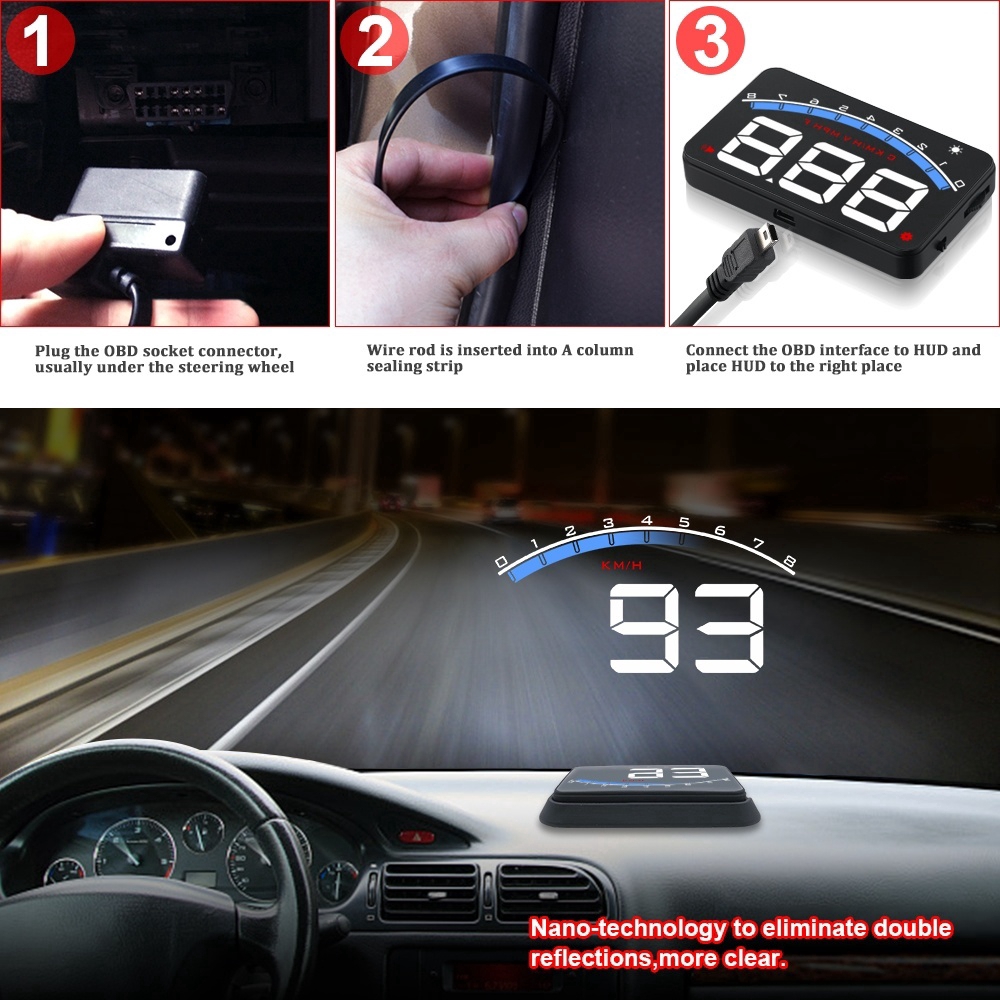 Thiết bị cảnh báo tốc độ cho xe ô tô HUD Head Up Display MPH / KMH Speed Temp