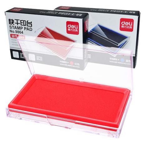 Khay mực dấu Deli, lăn vân tay 138x88x26 mm, Đỏ - E9864
