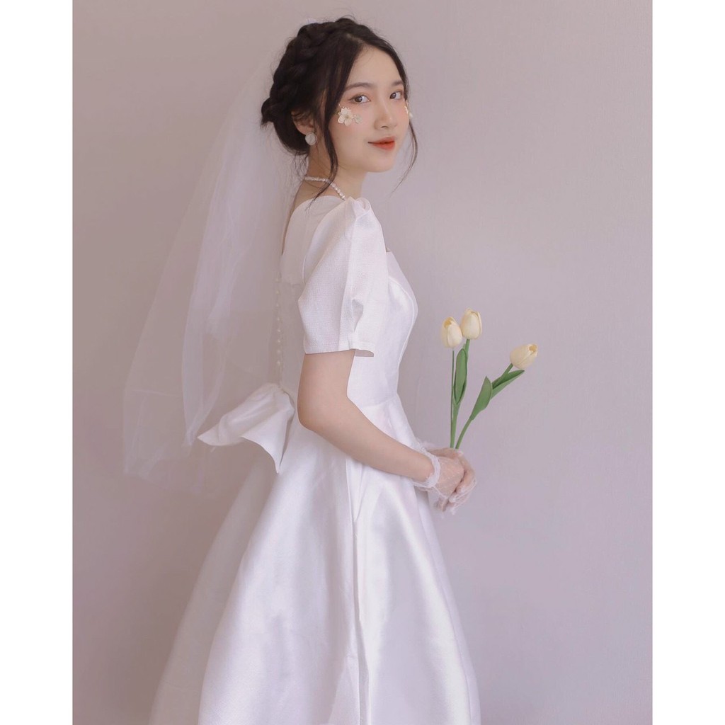 Đầm Dự Tiệc Cổ Vuông Nơ Lưng Ely Dress