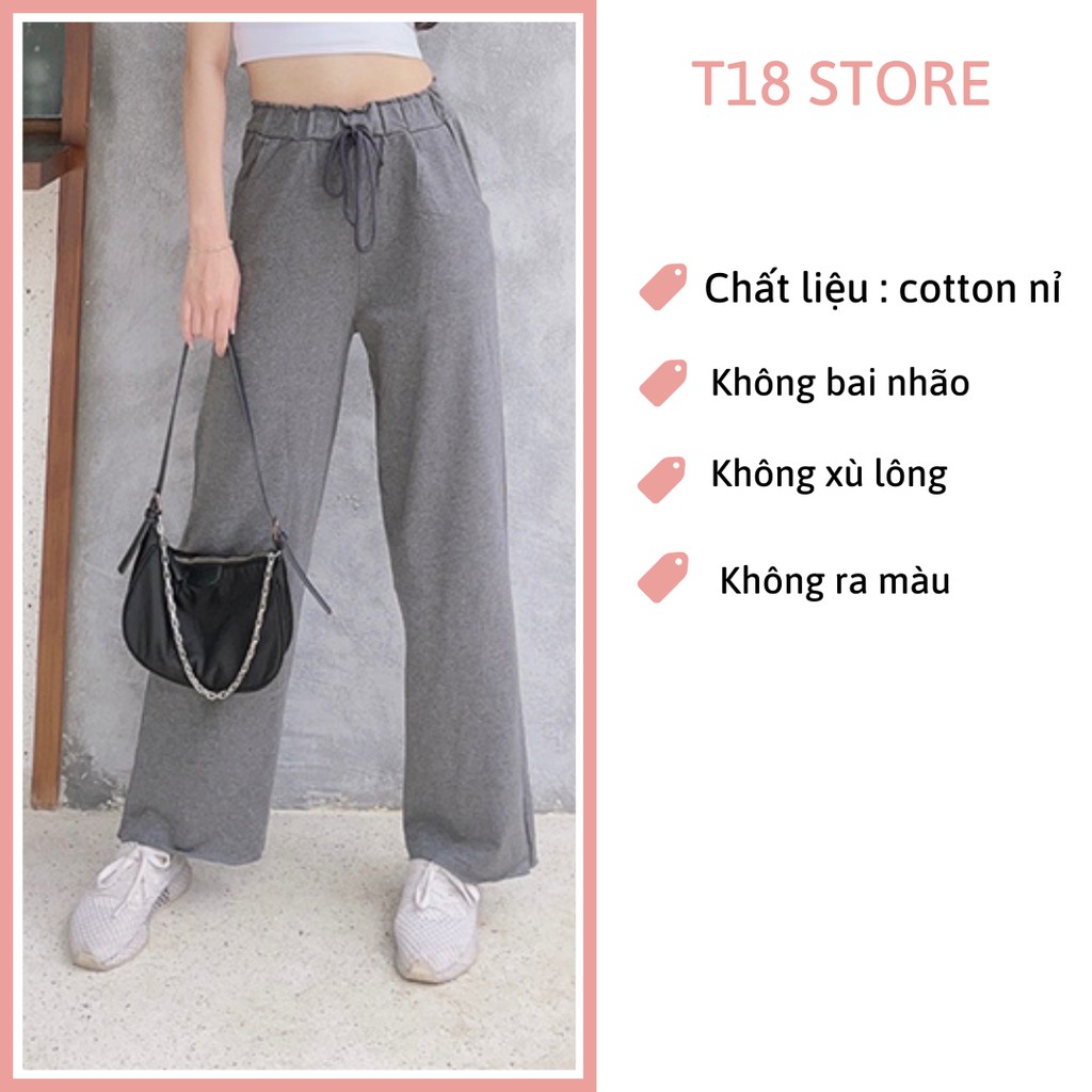 quần ống rộng nữ cạp chun lai tưa chất da cá T18 STORE QT07