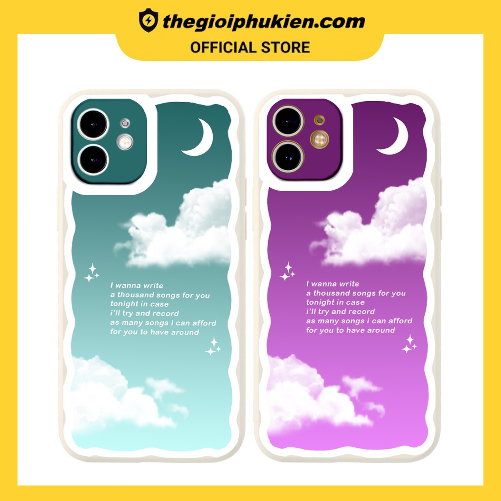 Ốp iphone - Ốp lưng iphone cạnh vuông viền camera Bầu trời lãng mạn dành cho ip 6 đến 14promax - g90