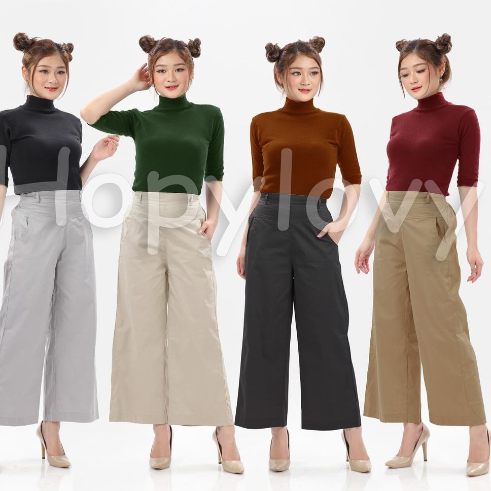 Quần Ống Rộng Giả Váy Chất Liệu Cotton Thời Trang Cho Nữ