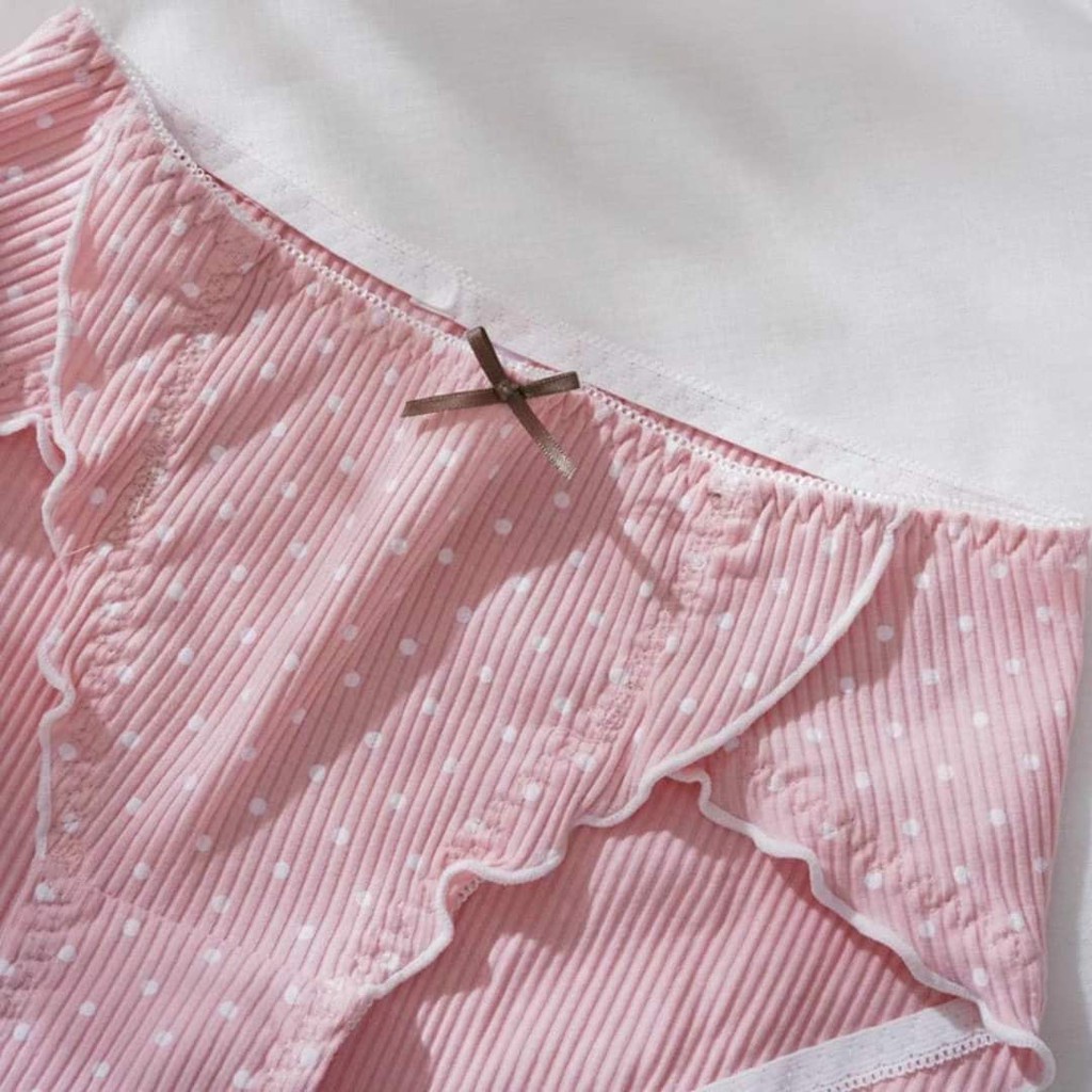 Quần lót nữ cotton tinh khiết chấm bi quần giữa eo Quần sịp dễ thương Nhật Bản
