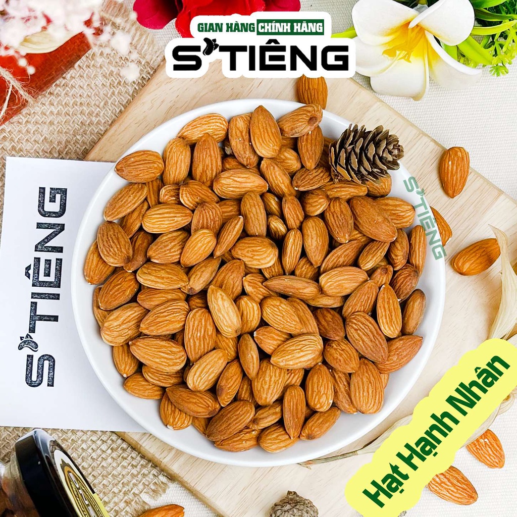 600Gr Hạt Hạnh Nhân Mỹ Sấy Chín Nguyên Vị STIENG Hủ Thủy Tinh