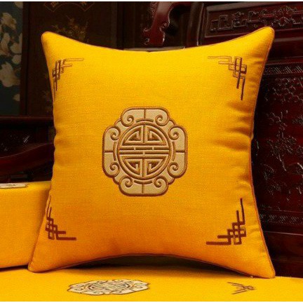 Gối tựa lưng sofa, Gối tựa gấm thêu hoàng gia, gồm cả ruột và vỏ có khóa thay giặt vệ sinh dễ dàng