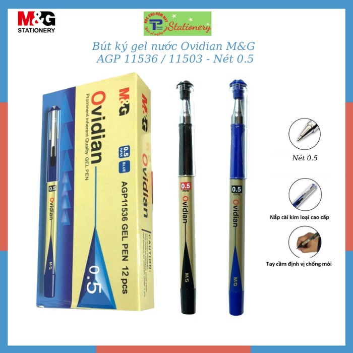 Bút ký gel nước Ovidian M&G - 11536,11535 nét 0.5mm mực xanh, đen