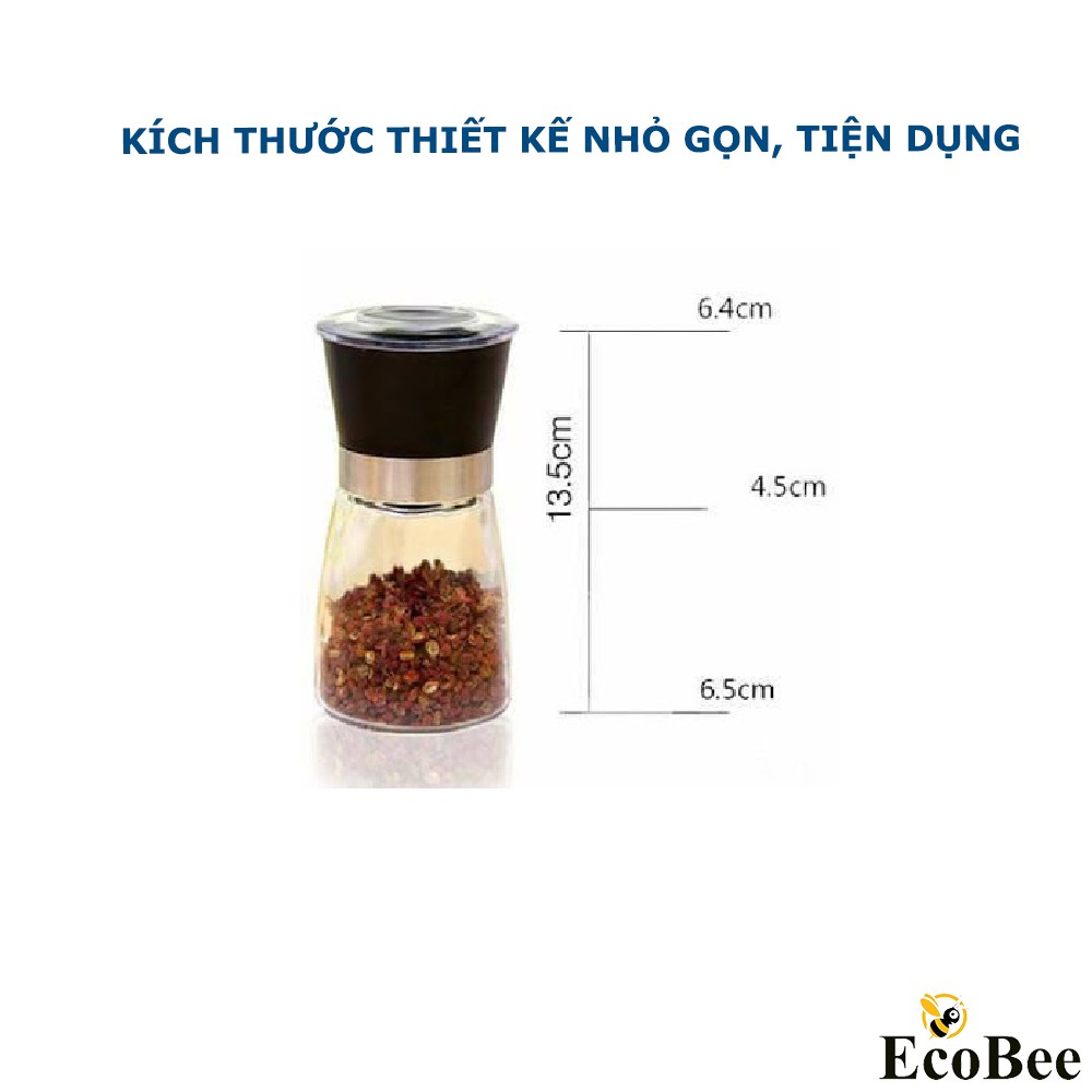 Lọ Xay Tiêu Cầm Tay Bằng Thủy Tinh, Vừa Xay Tiêu Vừa Đựng Gia Vị Tiện Dụng - Ecobee