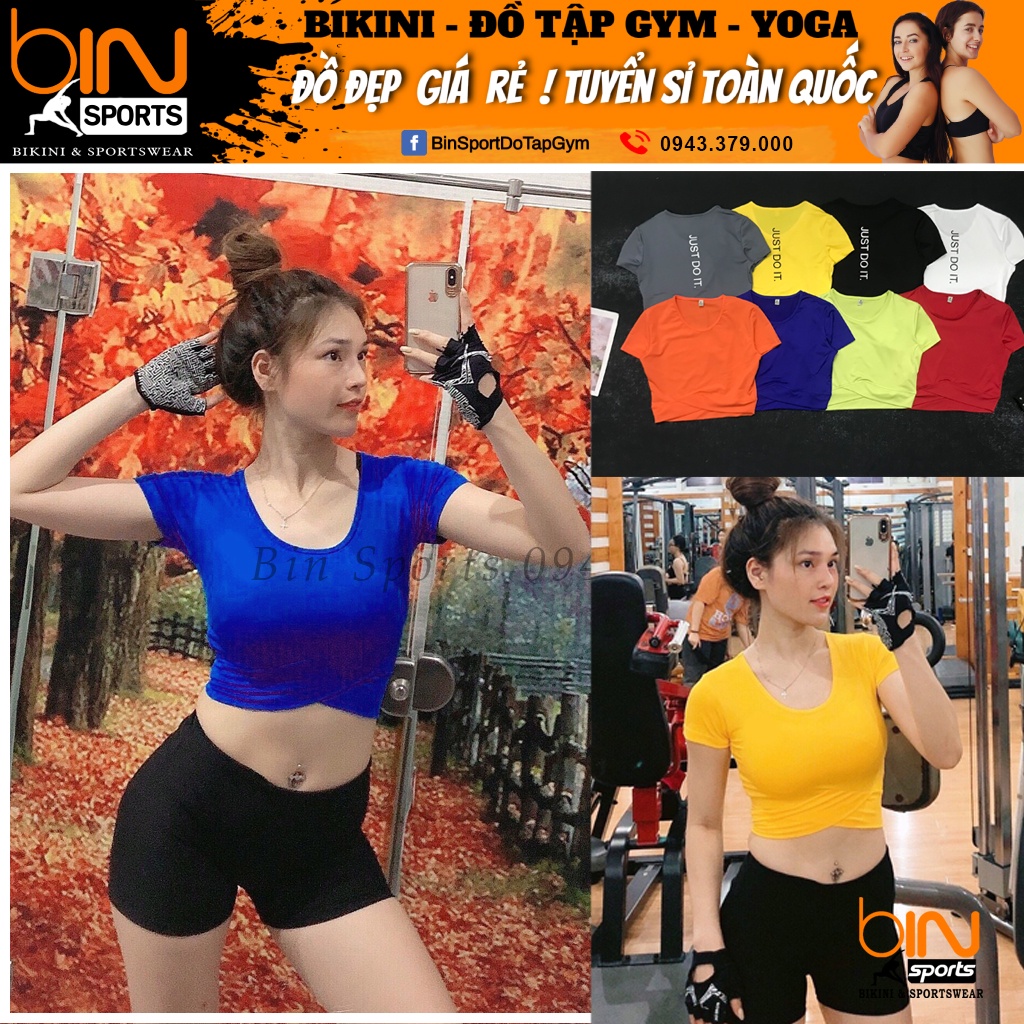 Aó croptop nữ, áo tập yoga, gym, aerobic thể thao nhiều màu đủ size Bin Sports A199