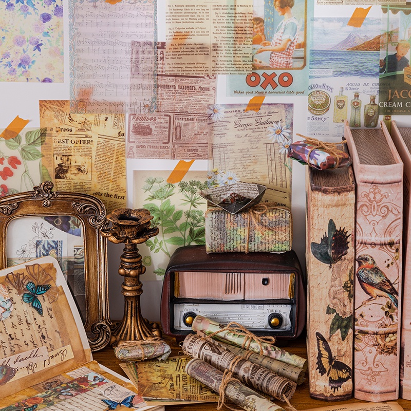 Set 15 Tờ Giấy In Họa Tiết Litmus Cổ Điển Dùng Trang Trí Album Ảnh/ Sổ Tay DIY