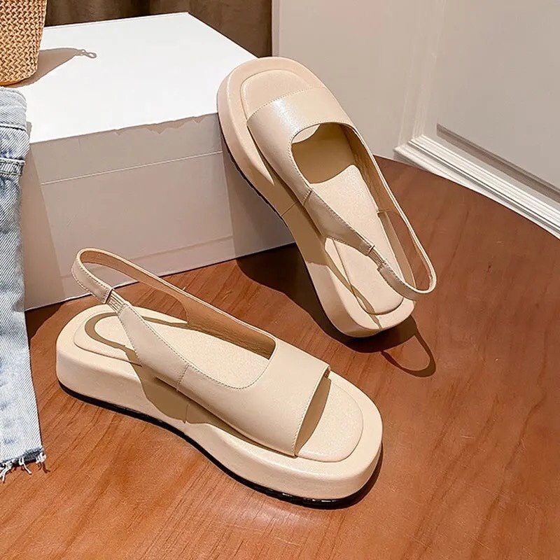 Dép Sandal Nữ Có Quai Co Giãn, Dép Quai Hậu Đế Bằng Êm Chân