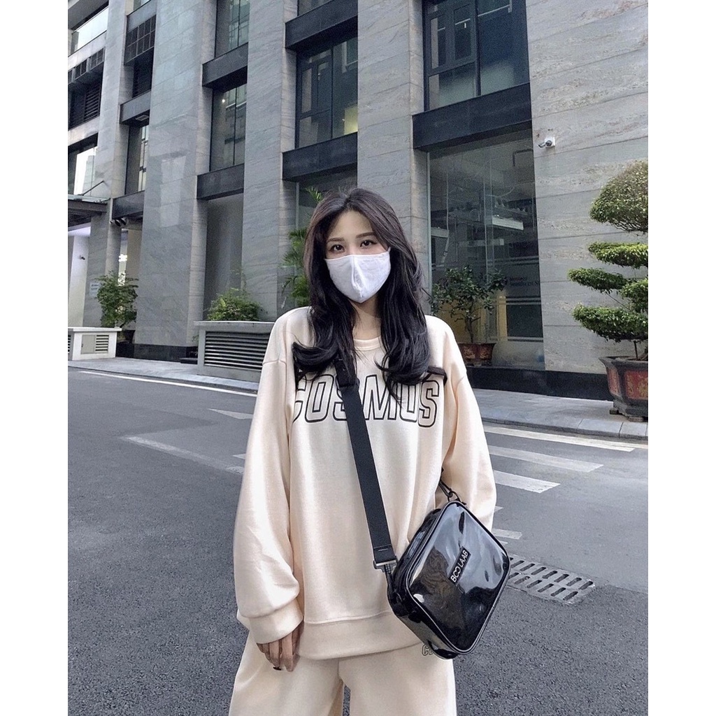 Set bộ  Set đồ nữ dài tay in chữ nỉ mùa đông COMOS phong cách Hàn Quốc Ulzzang PHULA dành cho nữ unisex freesize