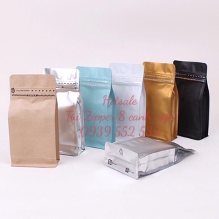 TÚI 8 CẠNH, ĐÁY VUÔNG  ĐỰNG TRÀ CAFE, [GIẤY KRAFT - ĐEN - ĐỎ - TRẮNG, BẠC, ĐỒNG]