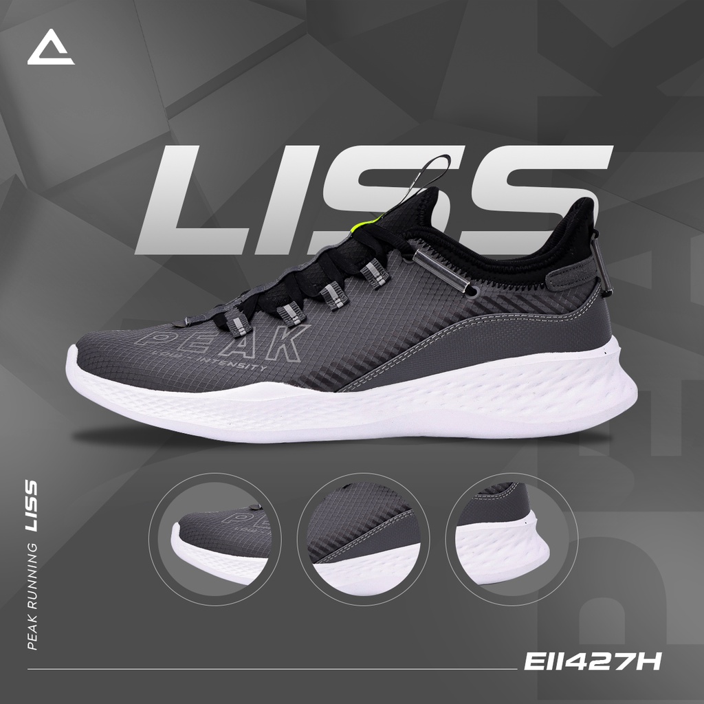 Giày chạy bộ Nam PEAK Running LISS E11437H Ghi