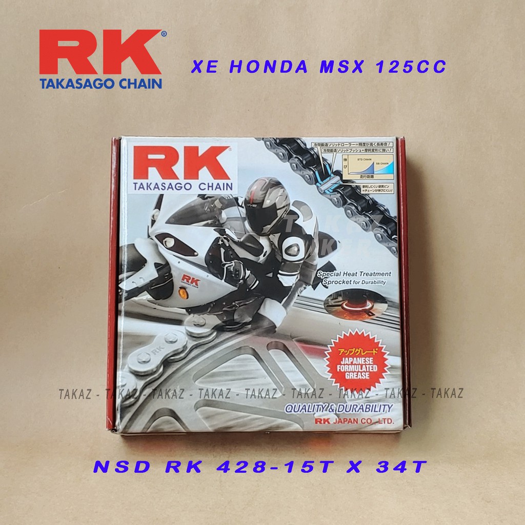 Nhông sên dĩa RK xe Honda MSX 125cc chính hiệu JAPAN Hàng maide in Malaysia