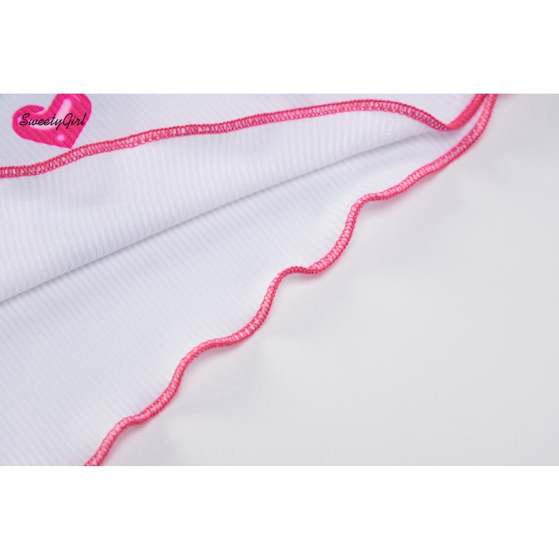 Áo Tank Top Cổ Tròn Ôm Dáng In Họa Tiết Hoạt Hình / Trái Tim Xinh Xắn Cho Nữ