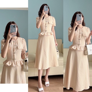 set bộ đũi áo peplum và chân váy xoè