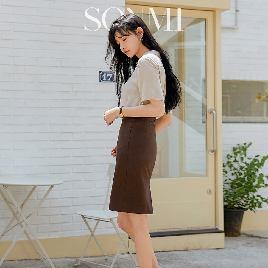 Áo Linen Nữ SONMI Hàn Quốc Kiểu Áo Sơ Mi Tay Ngắn Cổ Vest Công Sở Cao Cấp Form Rộng MALLORY OPAL