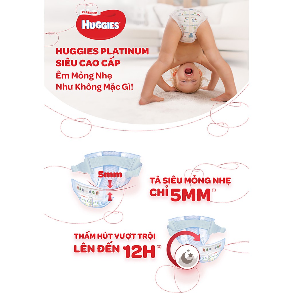 [Tặng Quà] Tã dán Huggies Platinum cao cấp NB60/S82/M64/L54