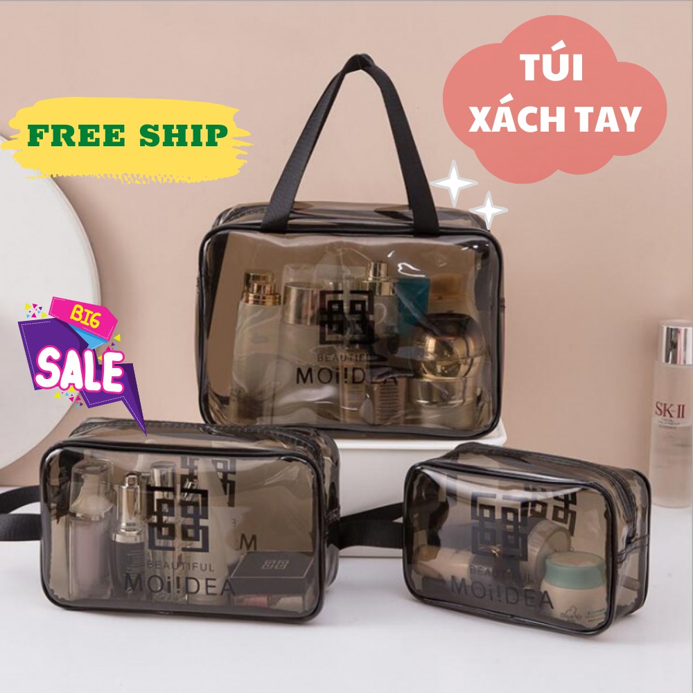Túi đựng mỹ phẩm sét 3 món trong suốt đựng đồ , mỹ phẩm du lịch thời trang TIME HOME