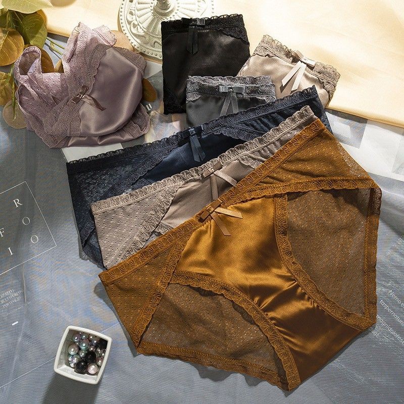 Quần Lót Lụa Lạnh Phối Ren Cực Sexy