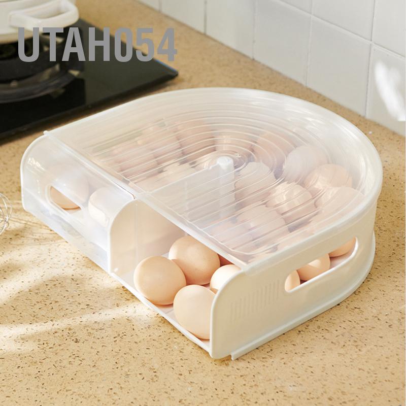 [Hàng HOT] Hộp Đựng Trứng Hình Chữ U Cuộn Tự Động Bằng Nhựa Trong Suốt【Utah054】