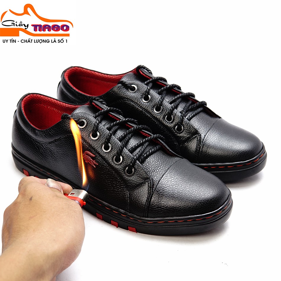 Giày thể thao nam Sneakers buộc dây , chất liệu da bò cao cấp siêu bền , đế cao su khâu chỉ chống bong - TA