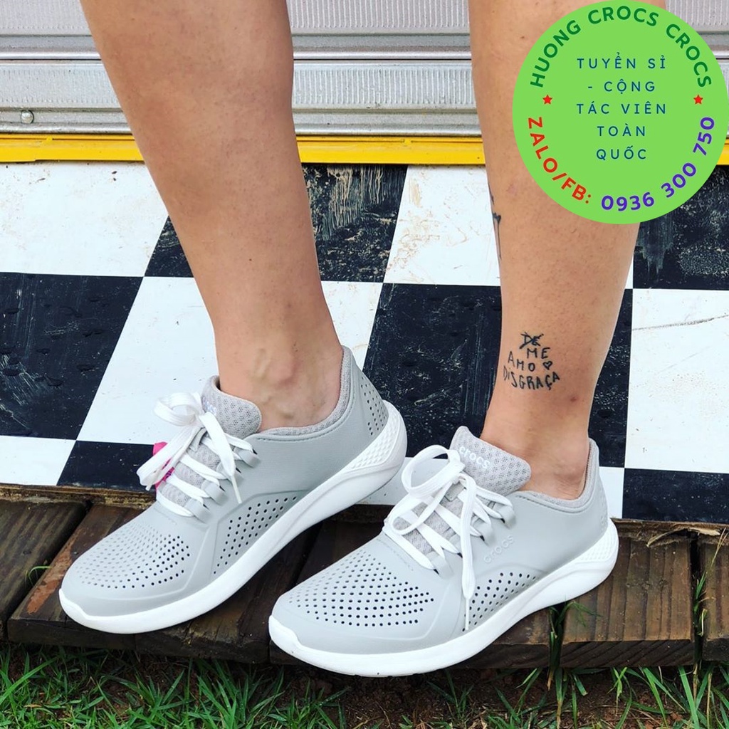GIÀY NHỰA CROCS LITERIDE PACER XỊN ĐÉT CHO NAM MÀU XÁM FULL BOX