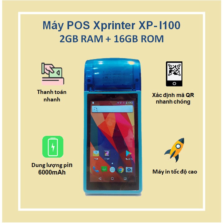 Máy POS In Hóa Đơn Cầm Tay Bluetooth Xprinter XP-I100 Android K58